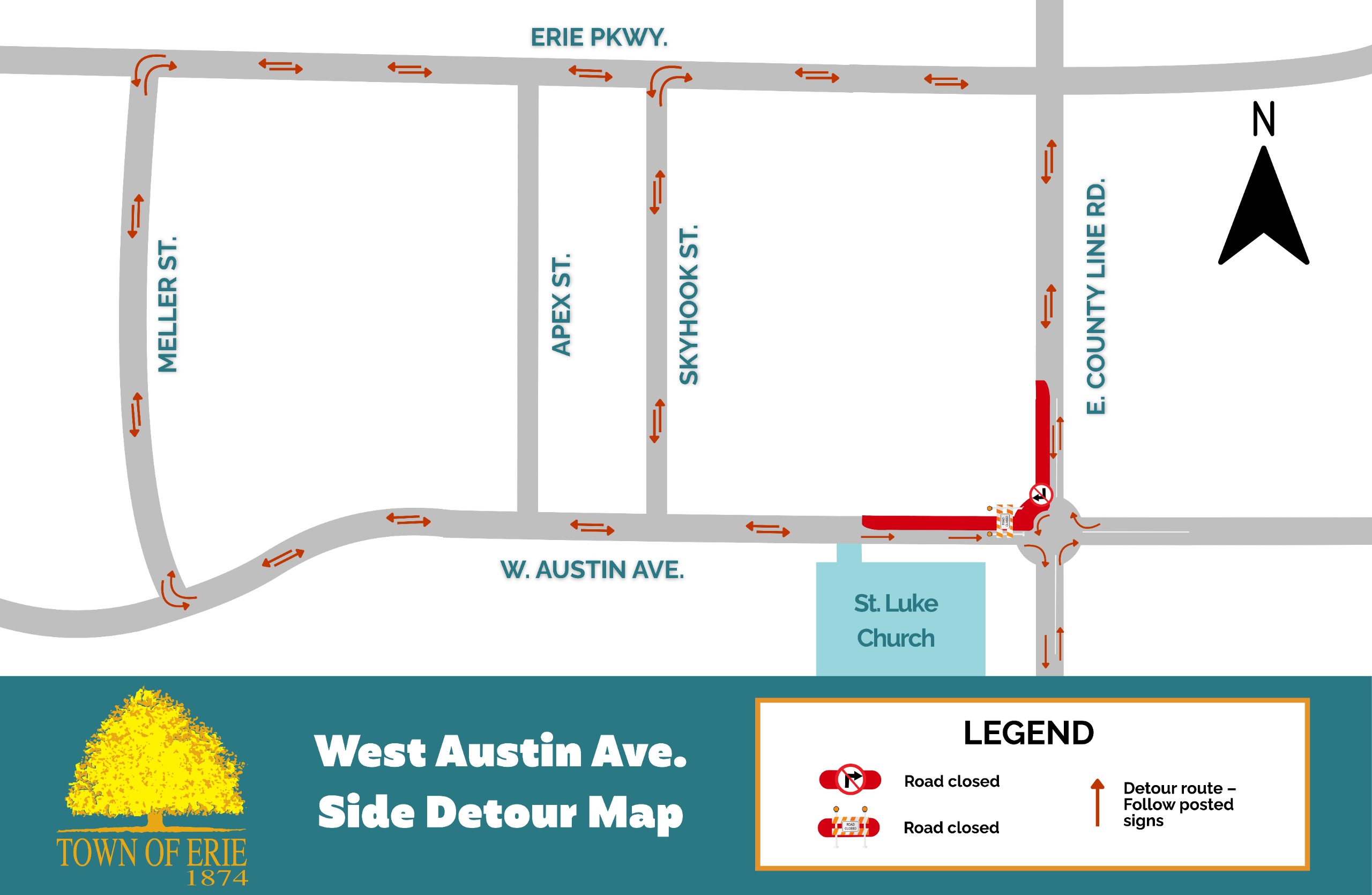West Austin Ave. Detour Map