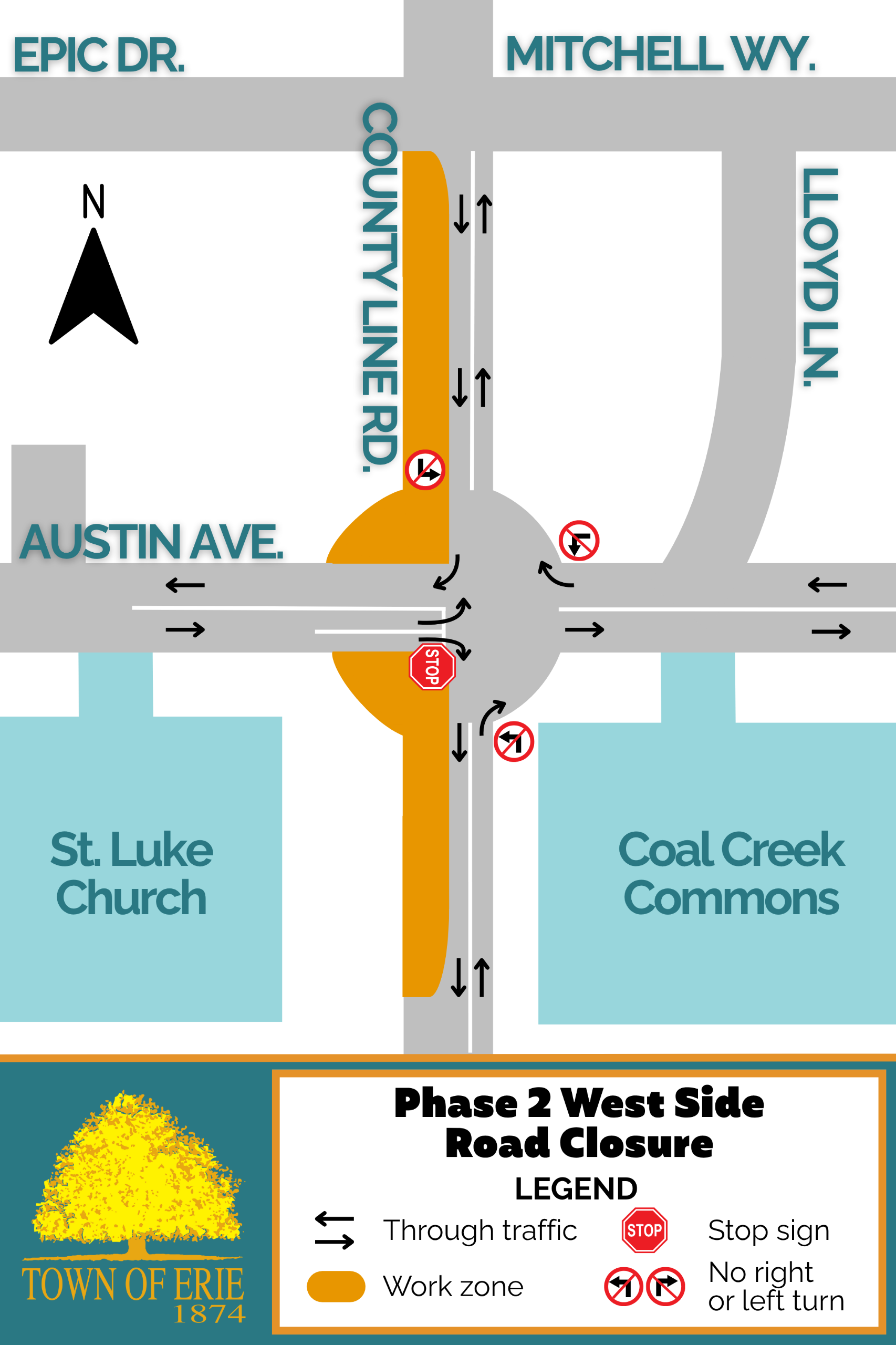 Simple map of County Line Road at Austin Avenue