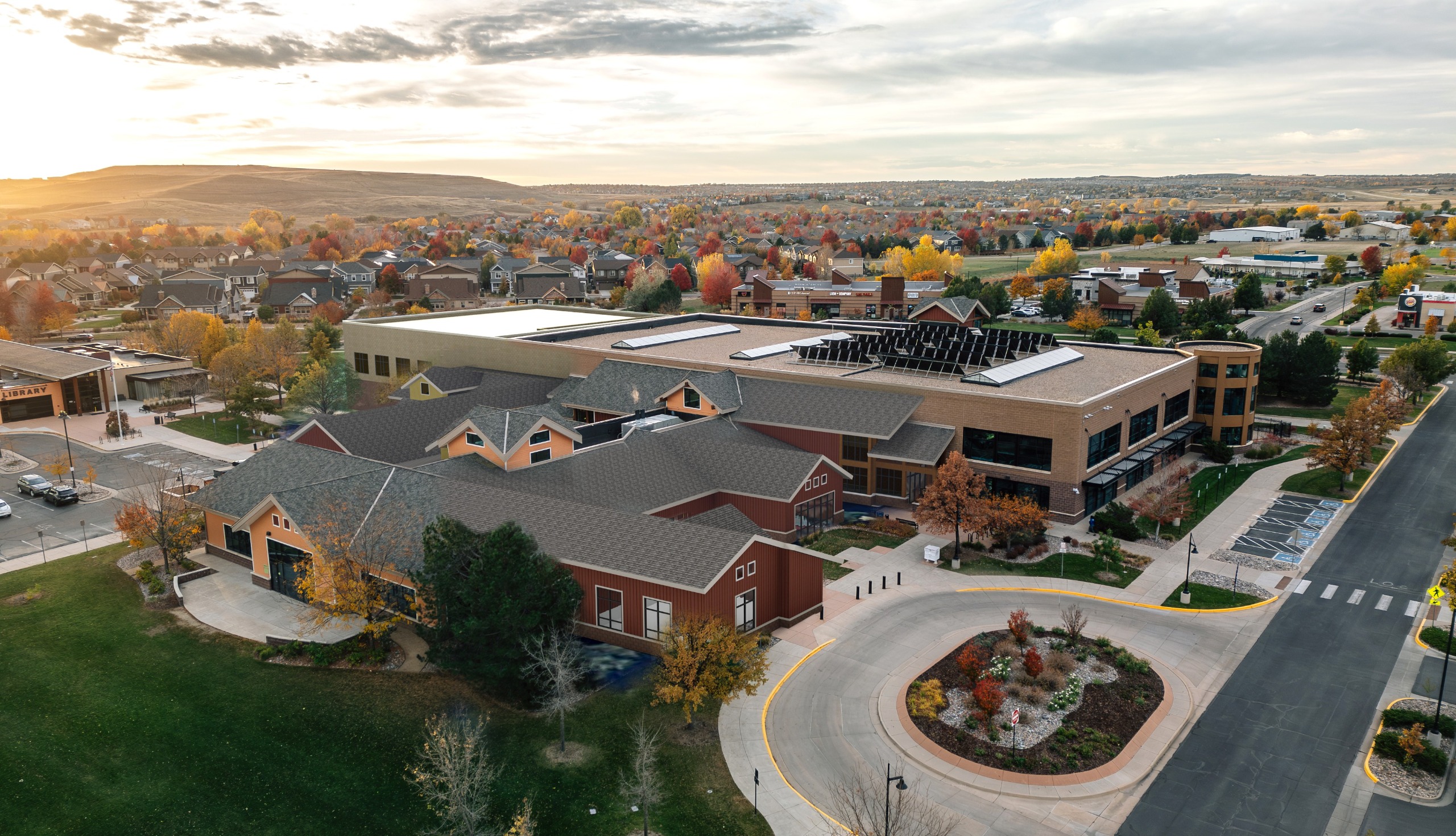 Rendering of Erie Community Center as viewed from northwest exterior.
